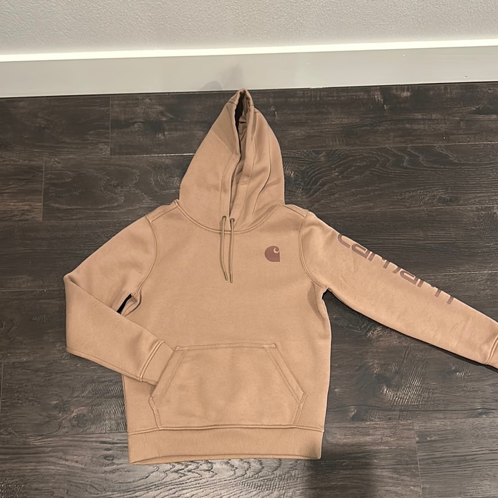 WOMEN'S RELAXED FIT MIDWEIGHT LOGO SLEEVE GRAPHIC HOODIE